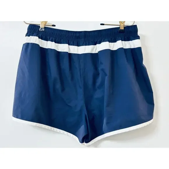 Athleta Pacific Board Shorts Large L Navy Blue White Trim Floral Graphic Swim - Picture 3 of 7